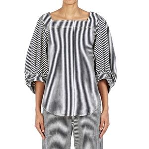 Chloé Striped Denim Blouse Deep Ocean 38 NWOT